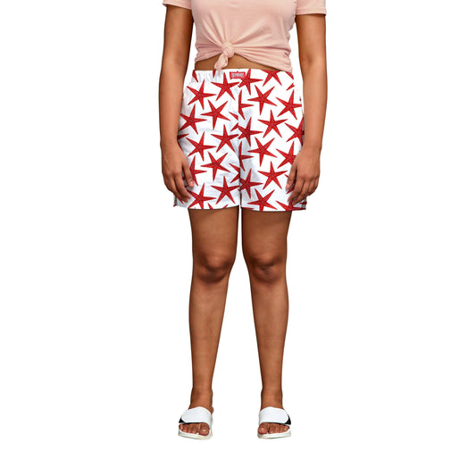 Red Starfish Boxer Shorts For Women 2600